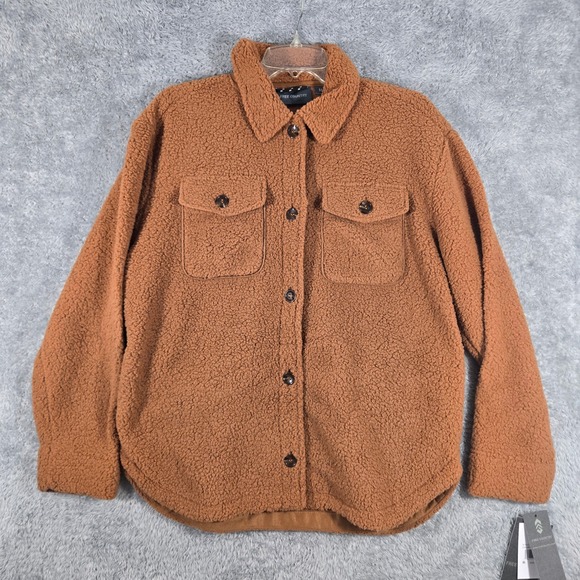Free Country Jackets & Blazers - Free Country Women Copper Brown Teddy Fleece Medium‎ Button Down Jacket New